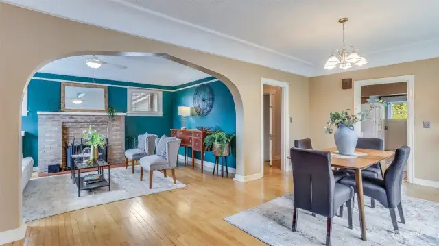 Beautiful archway connects the living and dining room, ideal layout for entertaining.