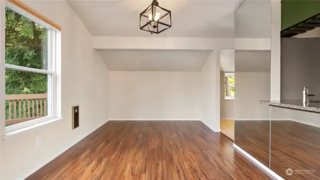 Mirrored dining room allows for everyone to catch a glimpse of that beautiful view