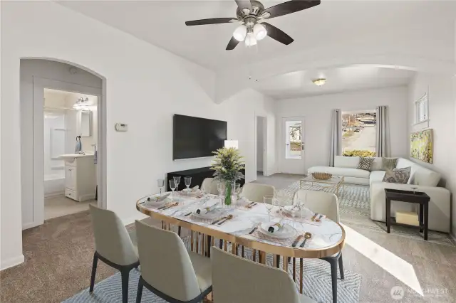 Living room virtually staged