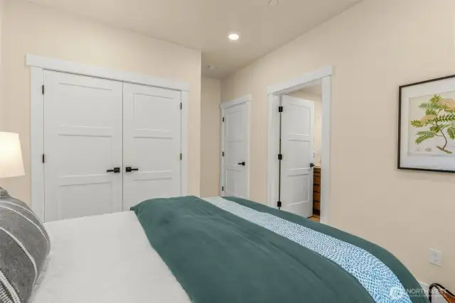 Lower-level bedroom has large closet.