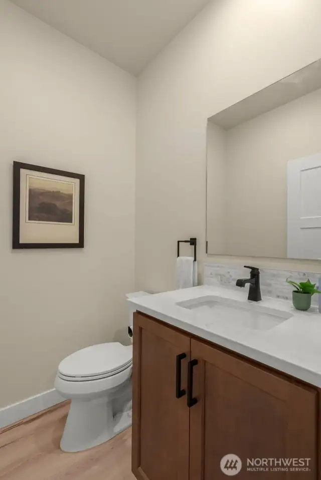 Quartz countertop in powder room