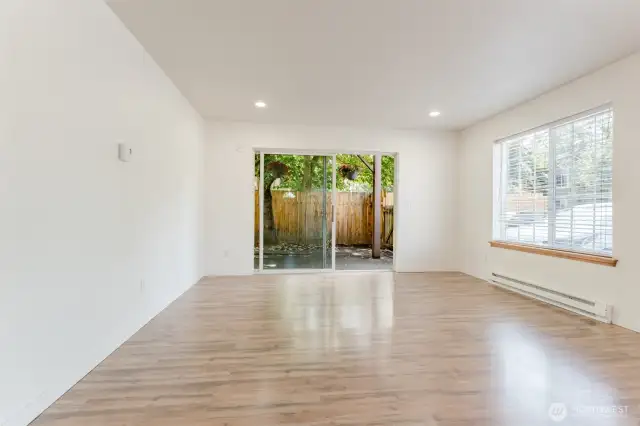 Living room looking out to your private outdoor space.