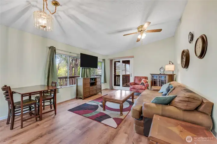 dining table & living room.