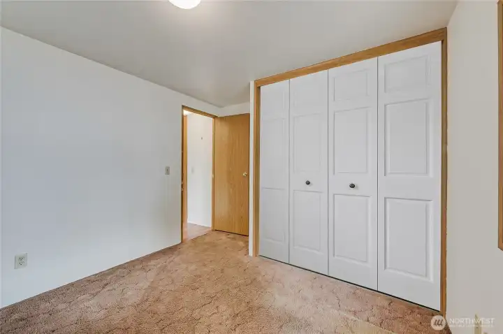 2nd BR with Virtually staged doors on closet.