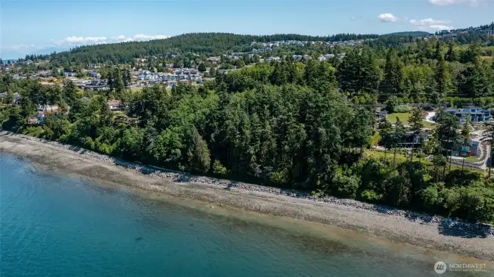 Guemes Channel trail is at the edge of the property with Guemes Channel beyond.
