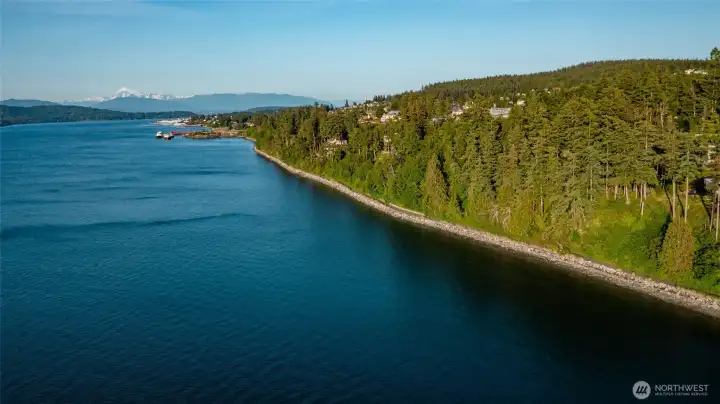 View to the East with view of Mt. Baker and the North Cascades. A view of Baker may or may not be visible from portions of the property.