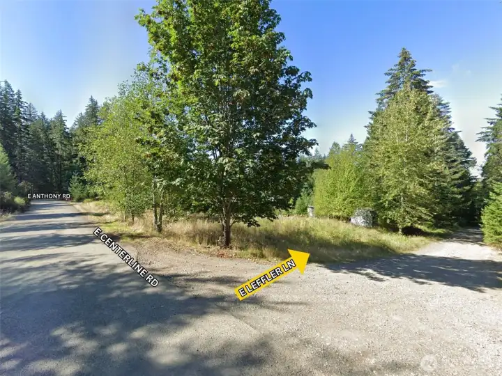 Entrance to private gravel road.
