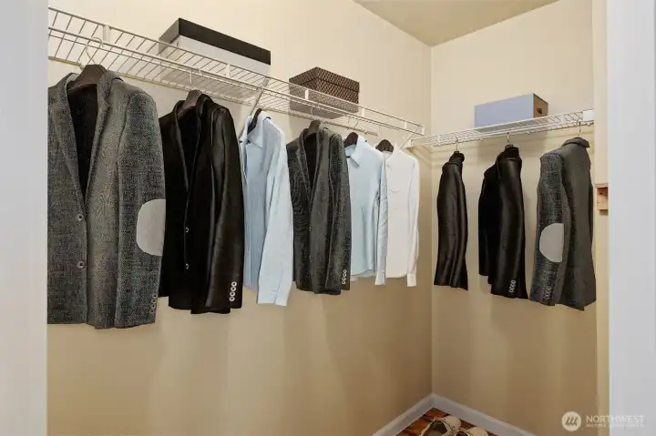 Imagine your clothing in this generous primary suite closet!