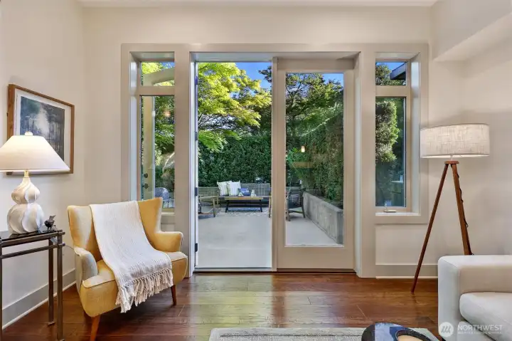 The home has engineered hardwood floors, new carpet, and all new interior paint.