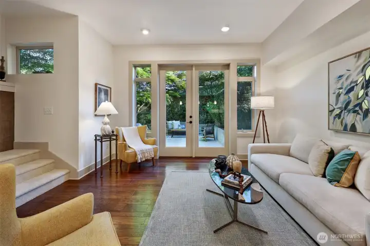 This view is from the kitchen.