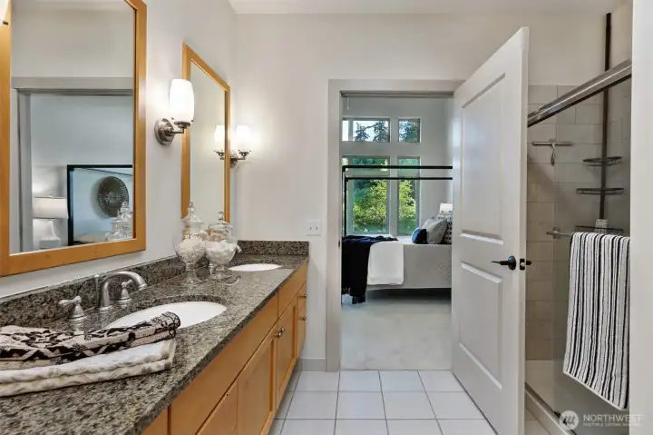 Three quarter primary bathroom.