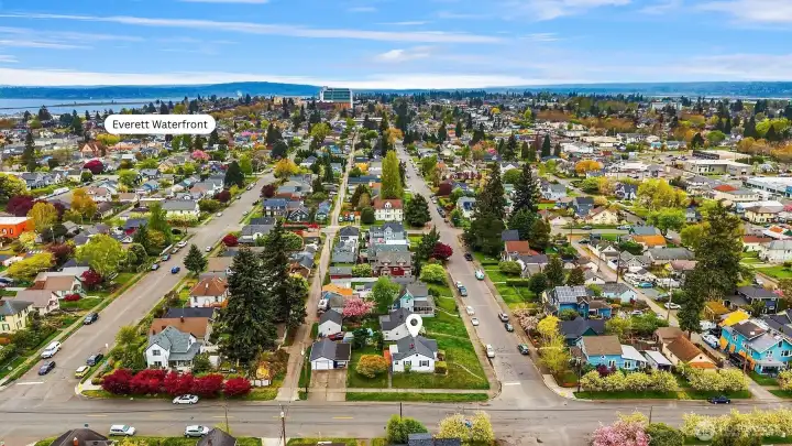 Aerial view facing North.