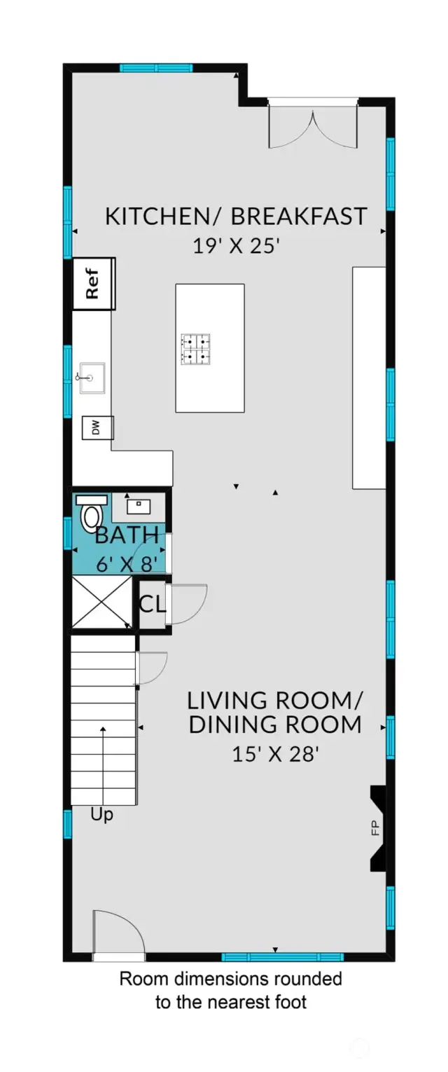 Main Floor has no walls. This is best open floor plan you will see