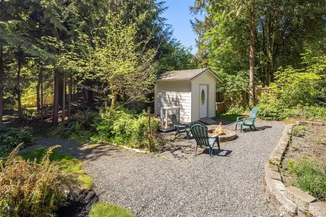 Tool shed and planting station keeps thing nice and tidy.