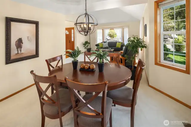 Dining room can easily accommodate large gatherings.