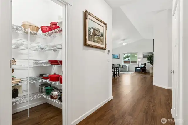 One of the two walk-in pantries for great storage