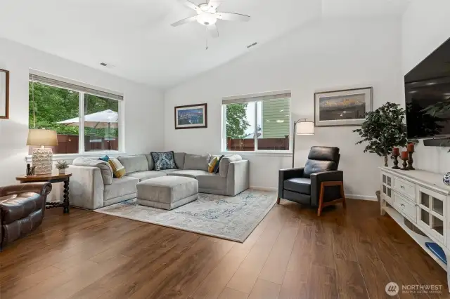 Very spacious great room with vaulted ceiling and terrific natural light!