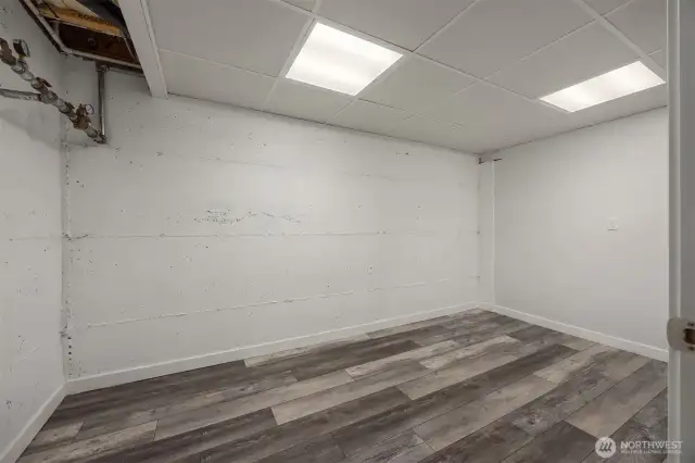 One of the large storage rooms in the basement