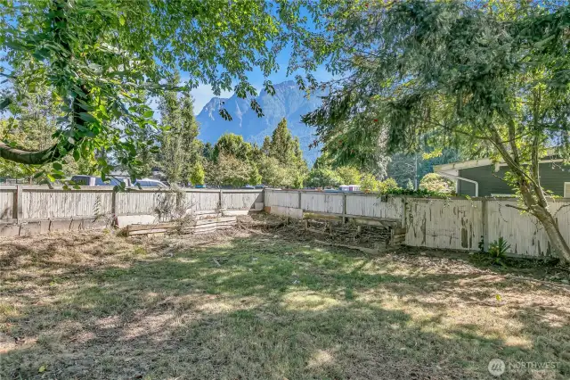 back yard with view of Mt. Si