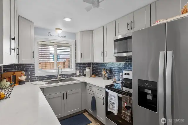 Sleek stainless steel appliances