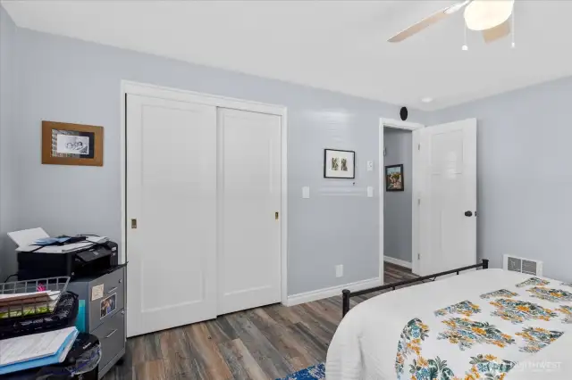 Ample closet space with double doors