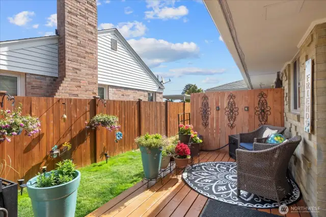 Covered seating area ideal for year-round enjoyment