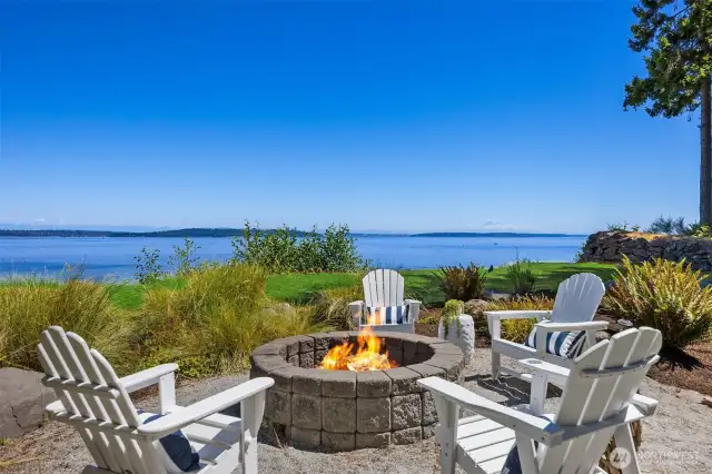 Firepit perched above the water is the perfect place to watch for eagles