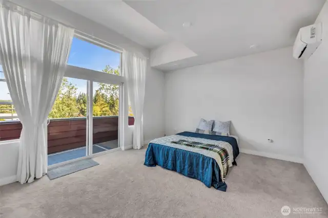 Primary bedroom showing deck