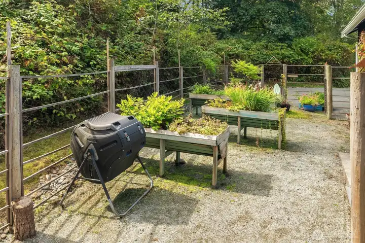 Fenced garden space.