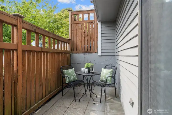 Private full-fenced outdoor area.