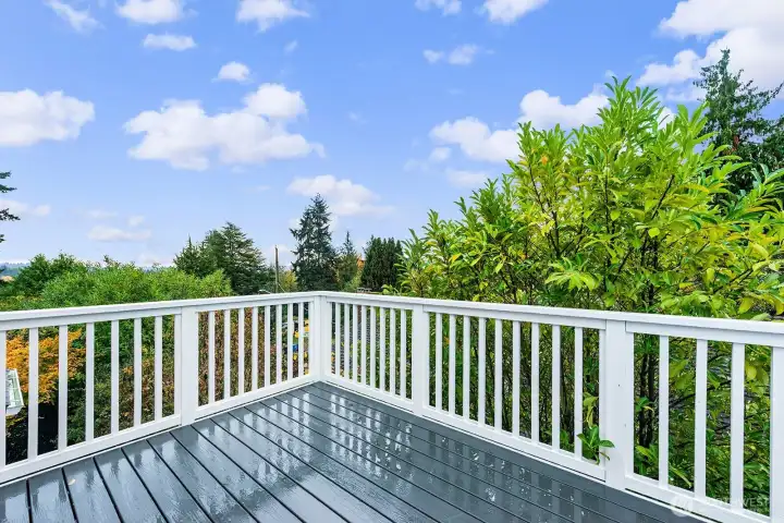 Lovely deck off an upper bedroom.