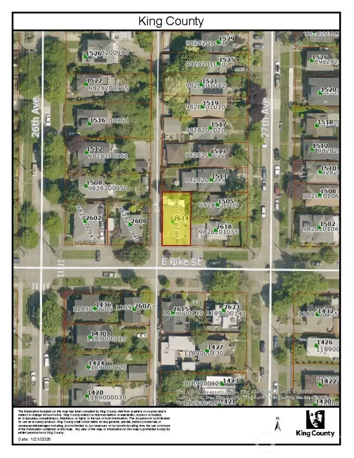 King County Parcel Viewer showing property boundaries - buyer to verify