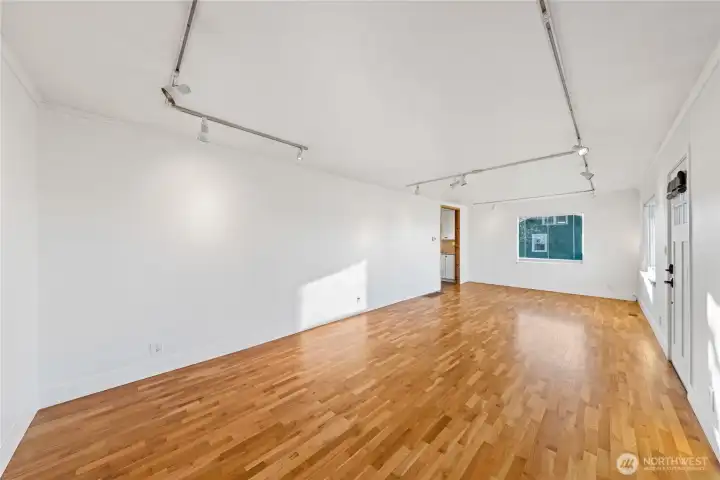 Living room with solid oak floors