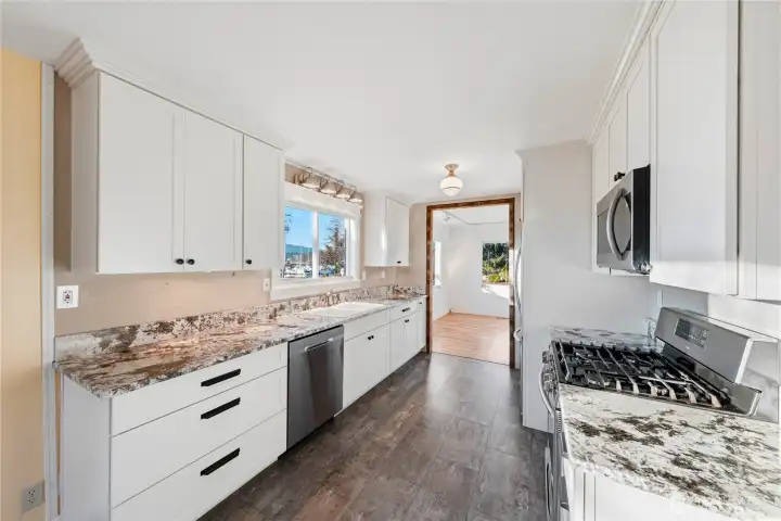 kitchen view of marina, instant hot tap at sink