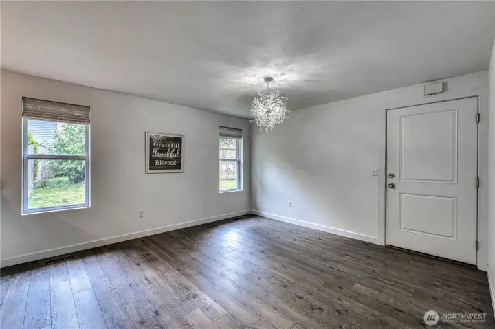 Dining room with door to the garage
