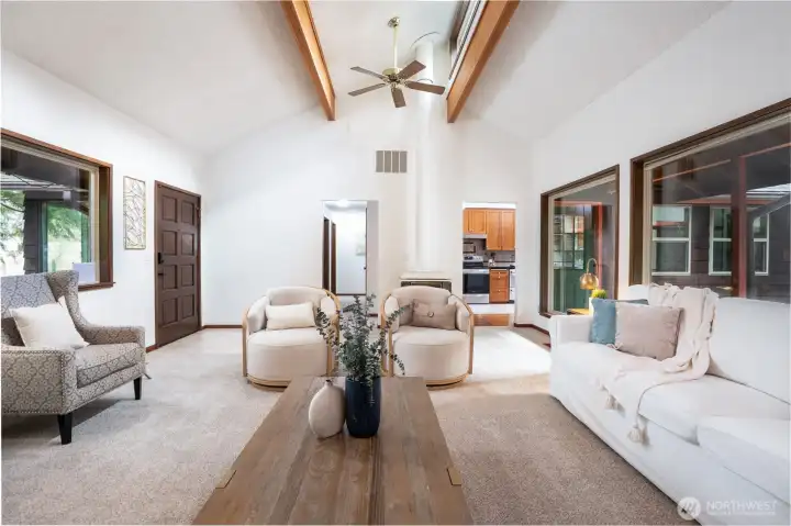 2 fireplaces in living space for both heat source and comfort.