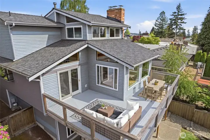 The sprawling deck off of the main level is great for entertaining.