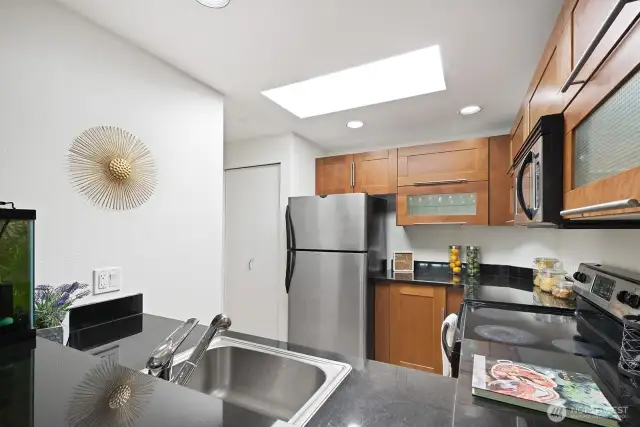 Skylight brings in natural light.