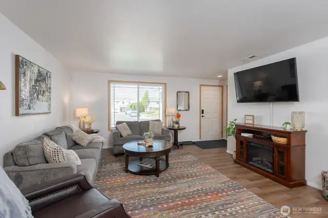 Kitchen looking into living area