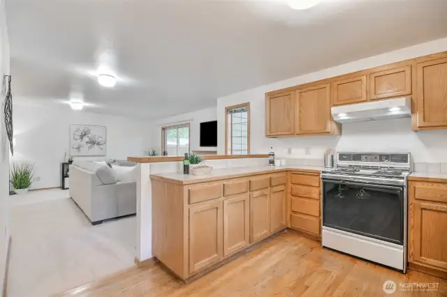 Open and spacious kitchen and rec room.