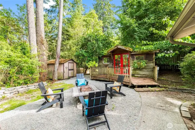There's also a toolshed and additional outbuilding that could be a studio space or home office!
