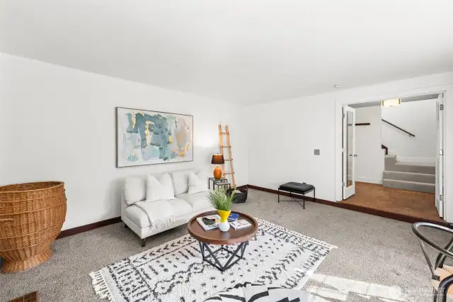 You can see how large this space is! Could be a great music room with a piano in the corner.