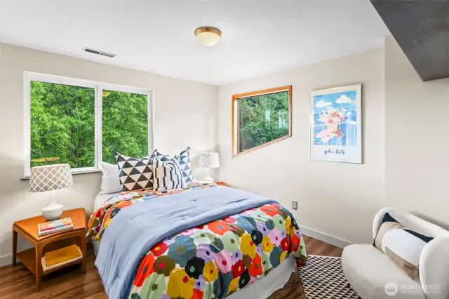 The second of three bedrooms upstairs.