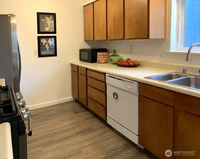 The main floor kitchen has a good amount of counterspace, a dishwasher and a newer garbage disposal.