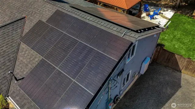 solar panels on both sides of the roof (installed in 2016)