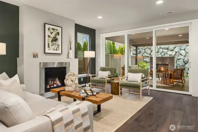 Double sliding doors seamlessly allow you to see and enjoy the outdoor living space.