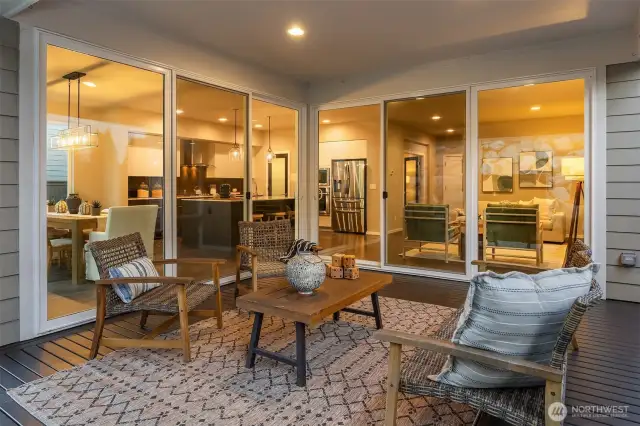 Covered patio allows for all weather enjoyment and has gas stub for your barbeque.