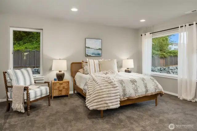 Quiet and private, facing the fenced back yard.