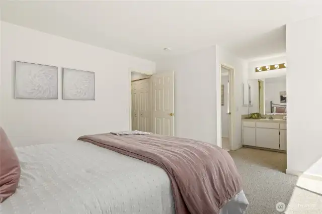 Upstairs master bedroom, looking towards the private bathroom