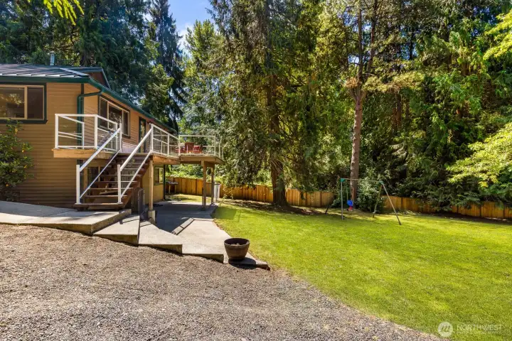 Easy access from the top deck down to the backyard play space